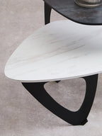 2 Tier Coffee Table with black and white tops on neutral background