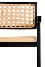 Black Beech Wood and Natural Cane Dining Chair