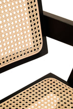 Black Beech Wood and Natural Cane Dining Chair