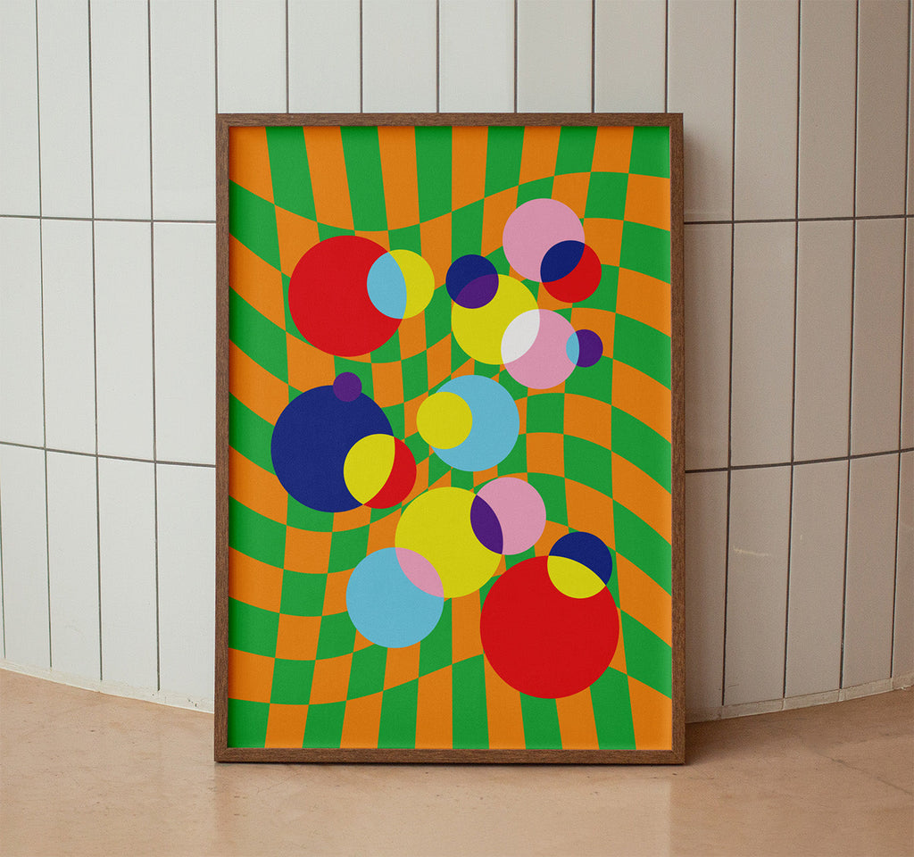 Checkerboard Bubbles Natural Wood Kefino