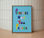 Practice What You Preach Poster A5 (14.7x21.1cm) Natural Wood Kefino