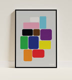 Rainbow Squares Poster Black Frame Kefino