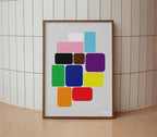 Rainbow Squares Poster Natural Wood Kefino