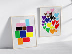 Rainbow Squares Poster Natural Wood Kefino