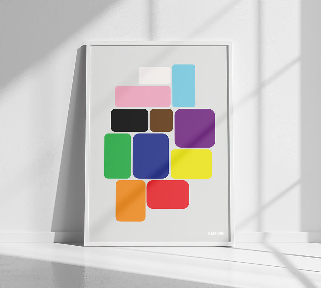 Rainbow Squares Poster White Frame Kefino