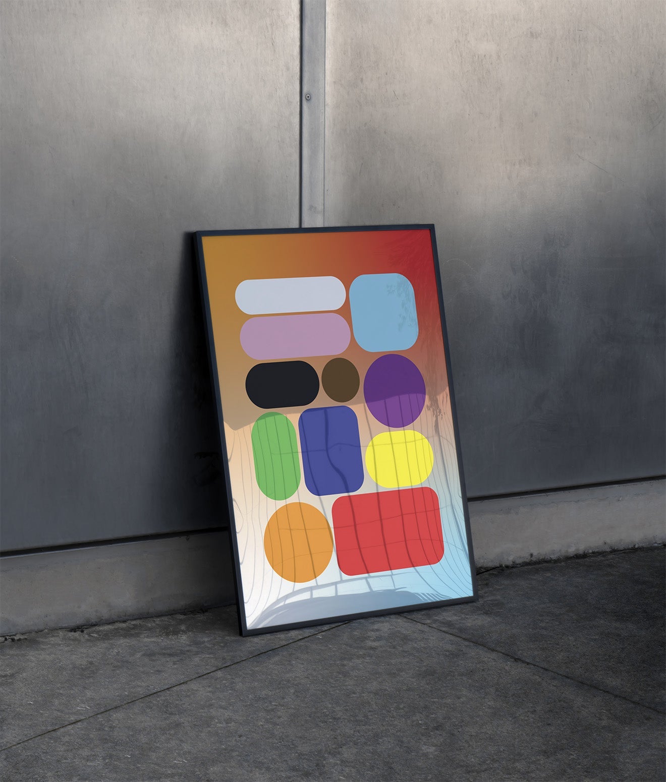 Gradient Blob Poster Black Frame Kefino