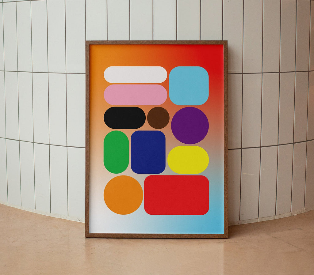 Gradient Blob Poster Natural Wood Kefino