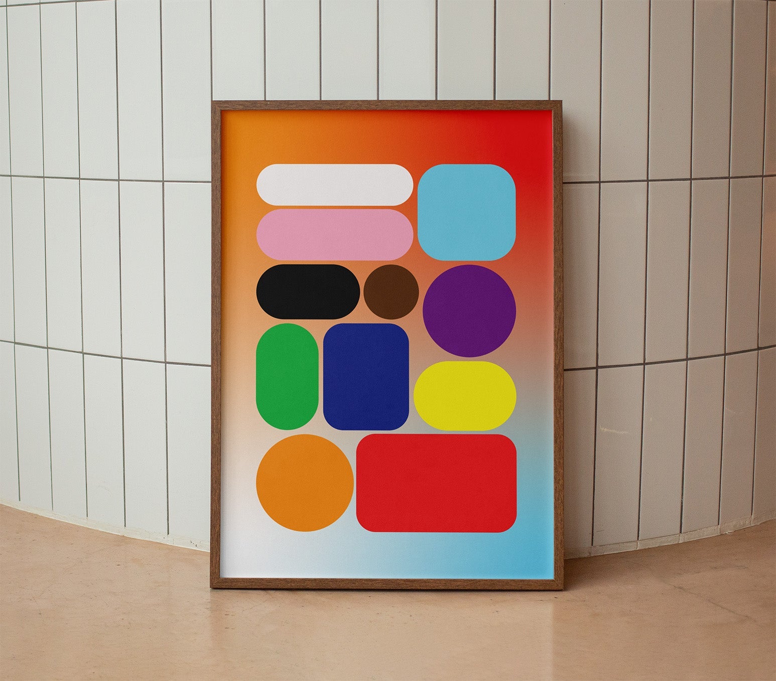 Gradient Blob Poster Natural Wood Kefino