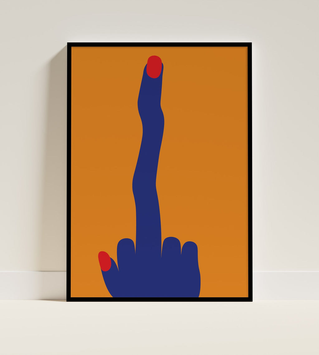 Middle Finger Poster Black Frame Kefino