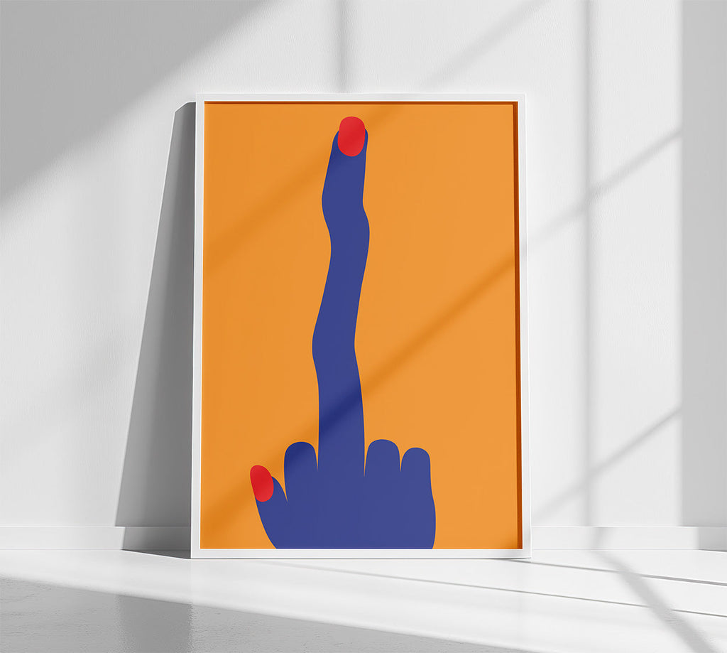 Middle Finger Poster White Frame Kefino