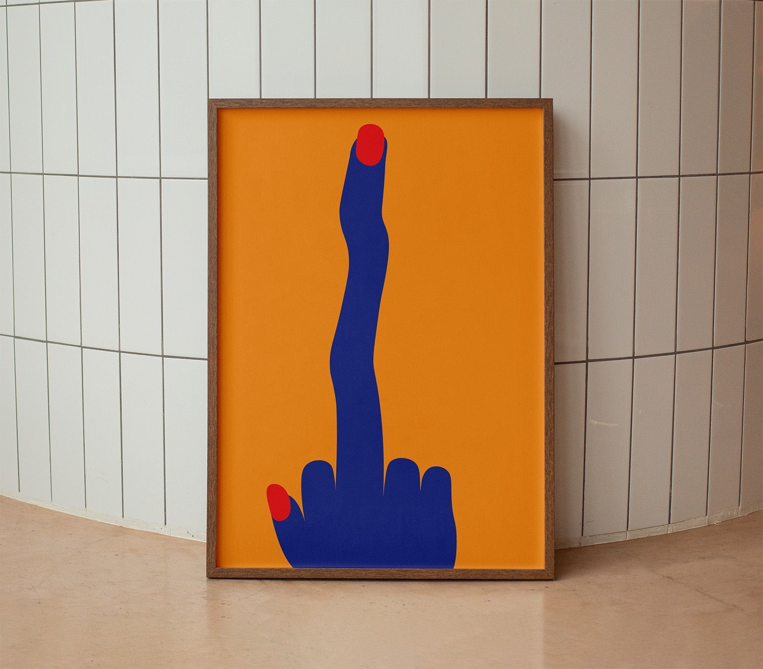 Middle Finger Poster Natural Wood Kefino
