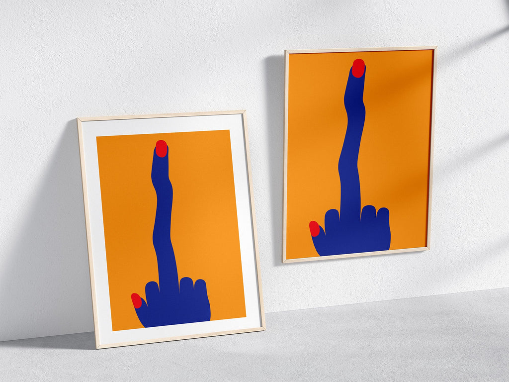 Middle Finger Poster A3 (29.7x42cm) Natural Wood Kefino