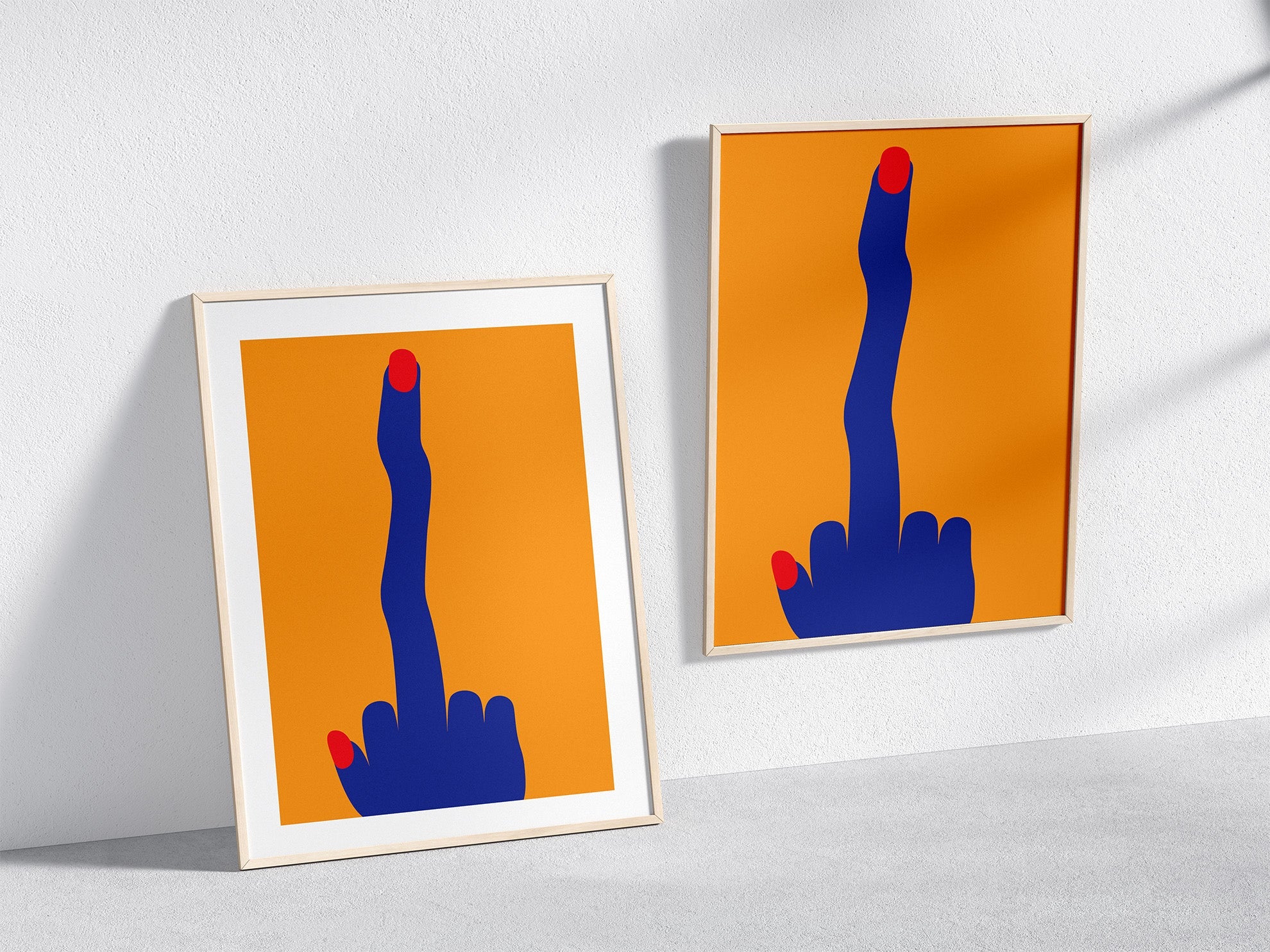 Middle Finger Poster A3 (29.7x42cm) Natural Wood Kefino