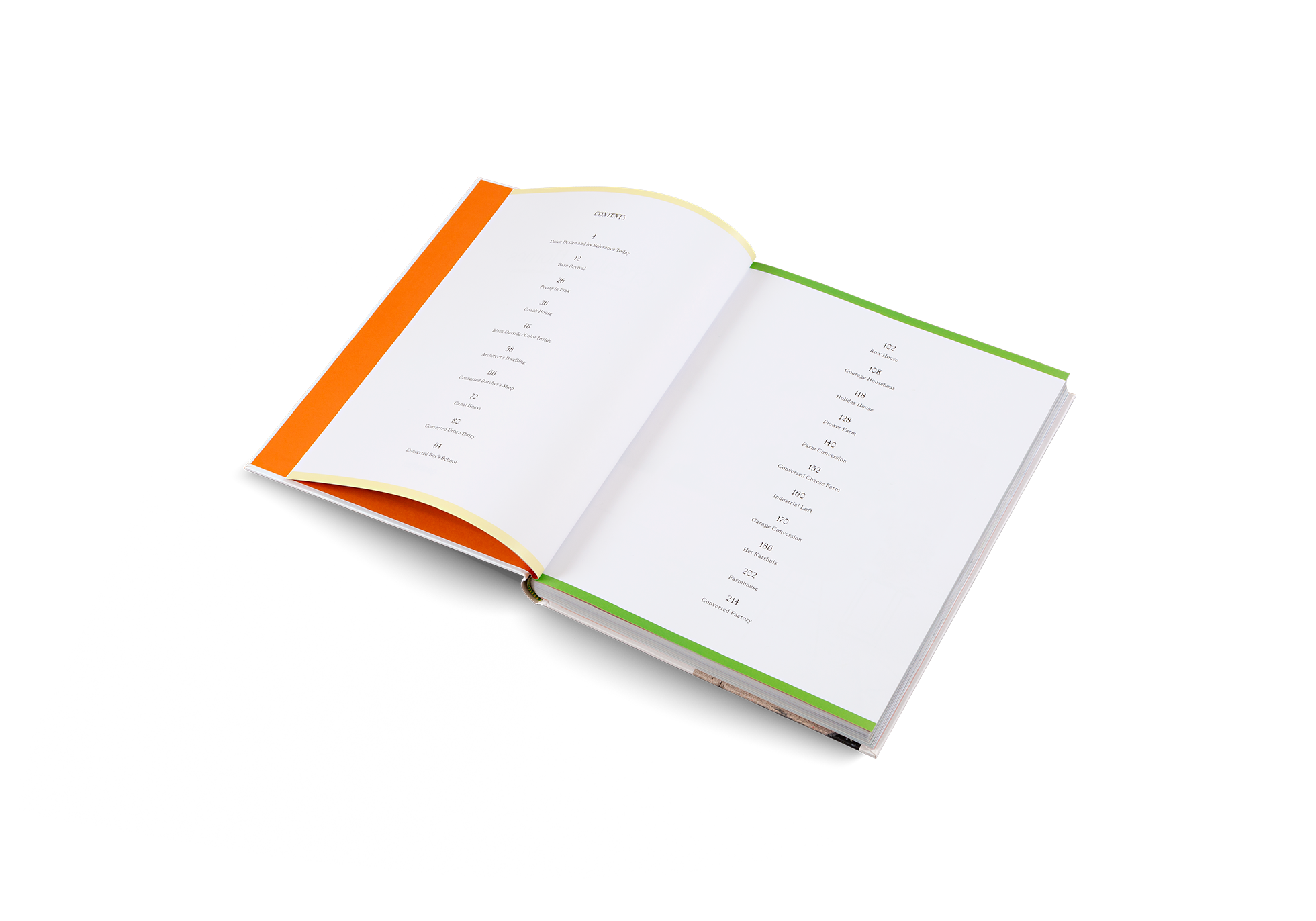 "Open book with orange and green edges on a white background"