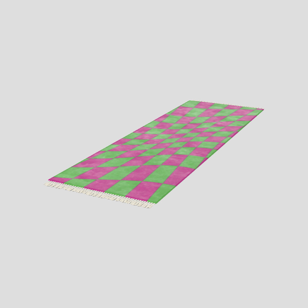 MEADOW Pink & Green Checkerboard Runner 180x63cm Contrado