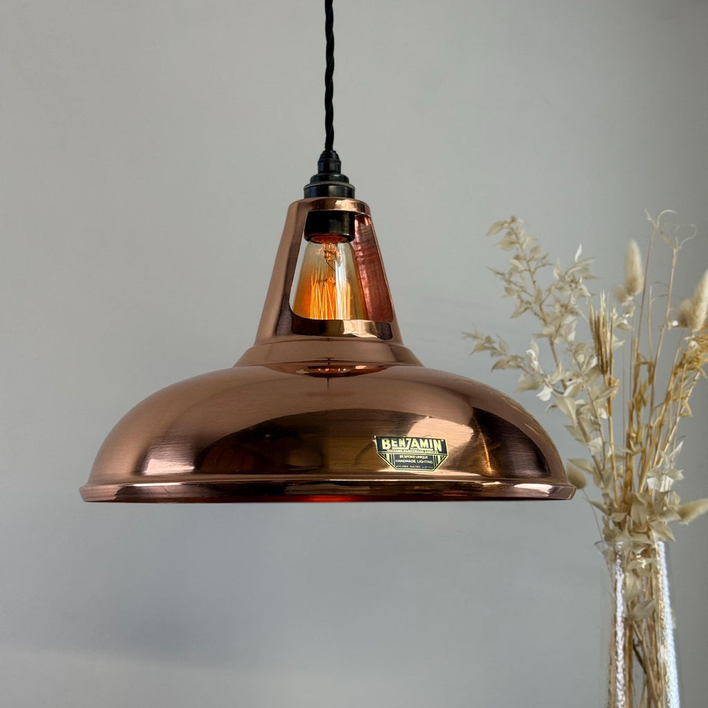 FLARE II Solid Copper Slotted Lampshade Pendant Light Vintage-Electrical
