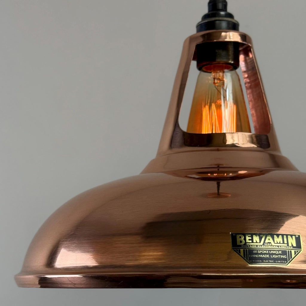 FLARE II Solid Copper Slotted Lampshade Pendant Light Shade Only Filament Bulb Vintage-Electrical