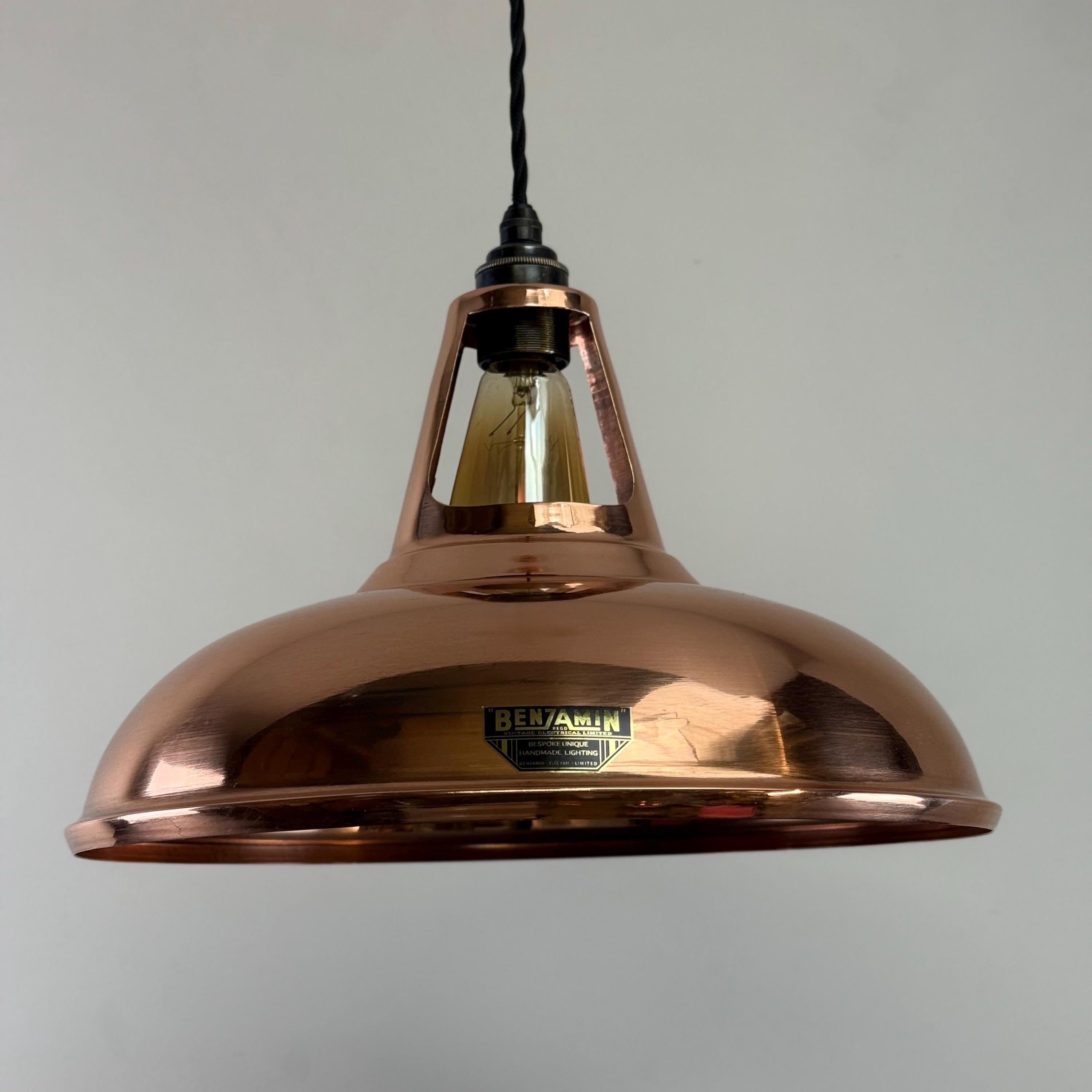 FLARE II Solid Copper Slotted Lampshade Pendant Light Shade & Pendant Set Filament Bulb Vintage-Electrical