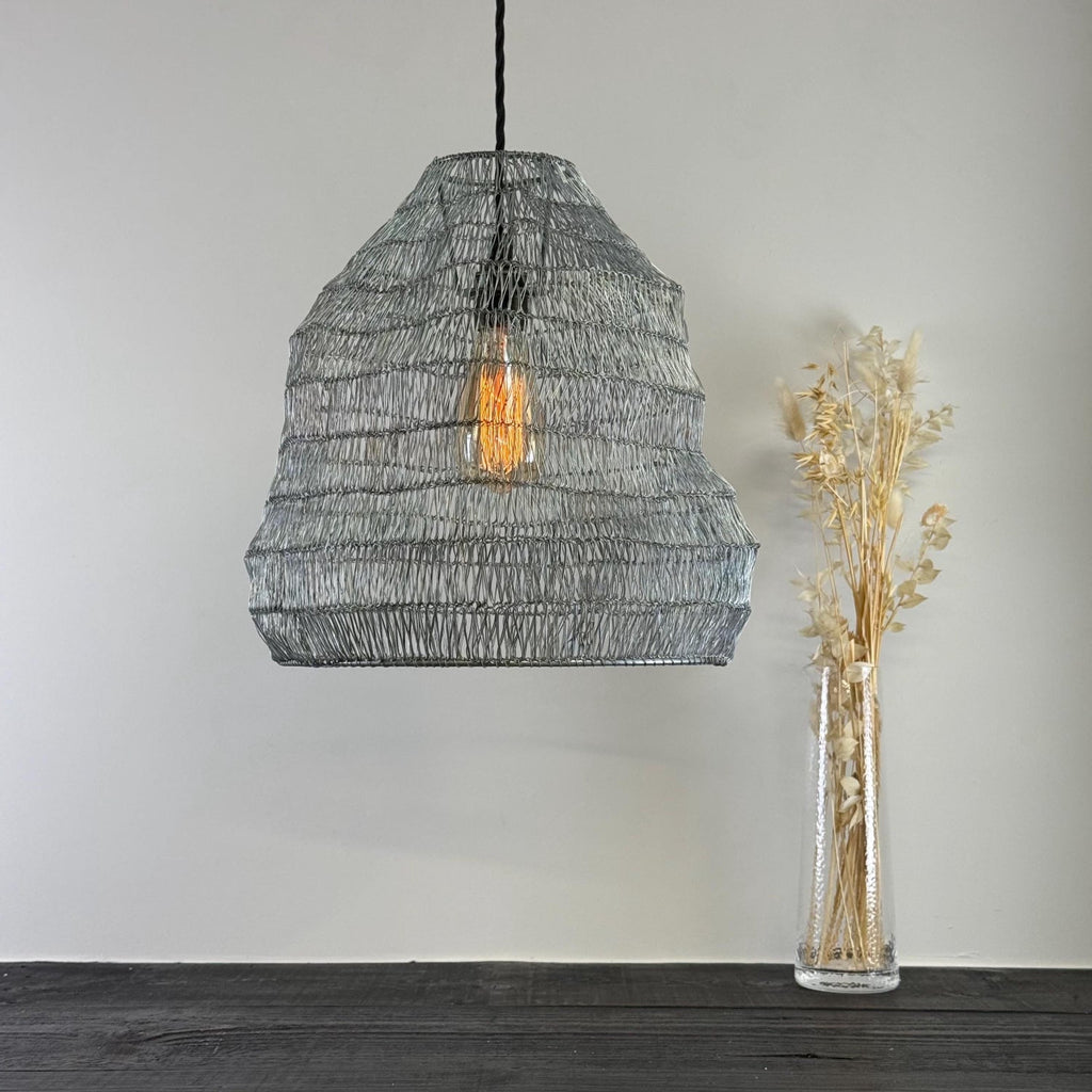 VEIL Silver Wire Mesh Lampshade Pendant Ceiling Light Vintage-Electrical