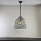 VEIL Silver Wire Mesh Lampshade Pendant Ceiling Light Shade & Pendant Set 40w Filament Bulb Vintage-Electrical
