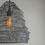 VEIL Silver Wire Mesh Lampshade Pendant Ceiling Light Shade Only 40w Filament Bulb Vintage-Electrical