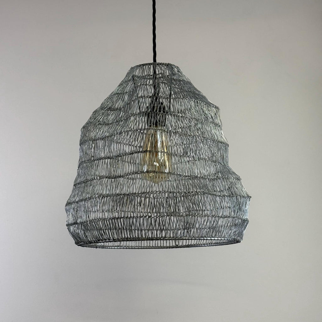VEIL Silver Wire Mesh Lampshade Pendant Ceiling Light Vintage-Electrical