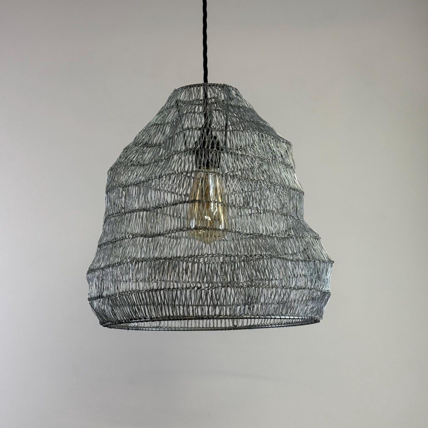 VEIL Silver Wire Mesh Lampshade Pendant Ceiling Light Vintage-Electrical