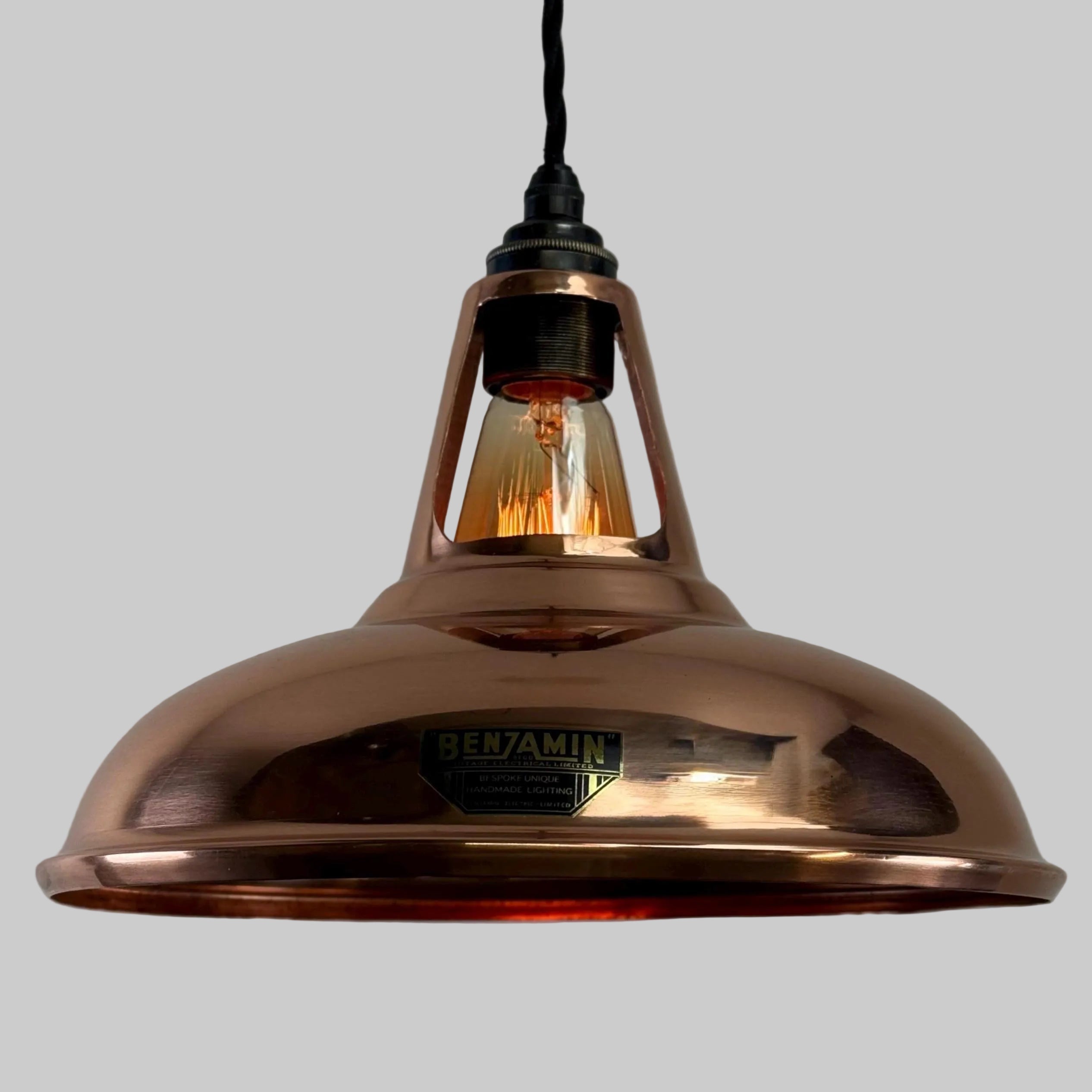 FLARE Solid Copper Slotted Lampshade Pendant Ceiling Light Vintage-Electrical