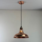 FLARE Solid Copper Slotted Lampshade Pendant Ceiling Light Shade & Pendant Set Vintage-Electrical