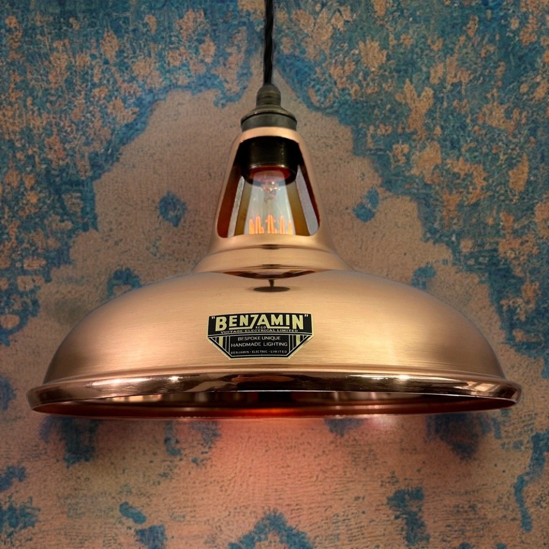 FLARE Solid Copper Slotted Lampshade Pendant Ceiling Light Vintage-Electrical