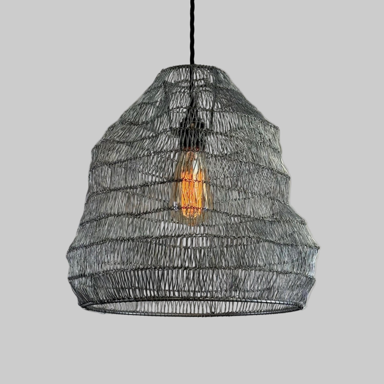 VEIL Silver Wire Mesh Lampshade Pendant Ceiling Light Vintage-Electrical