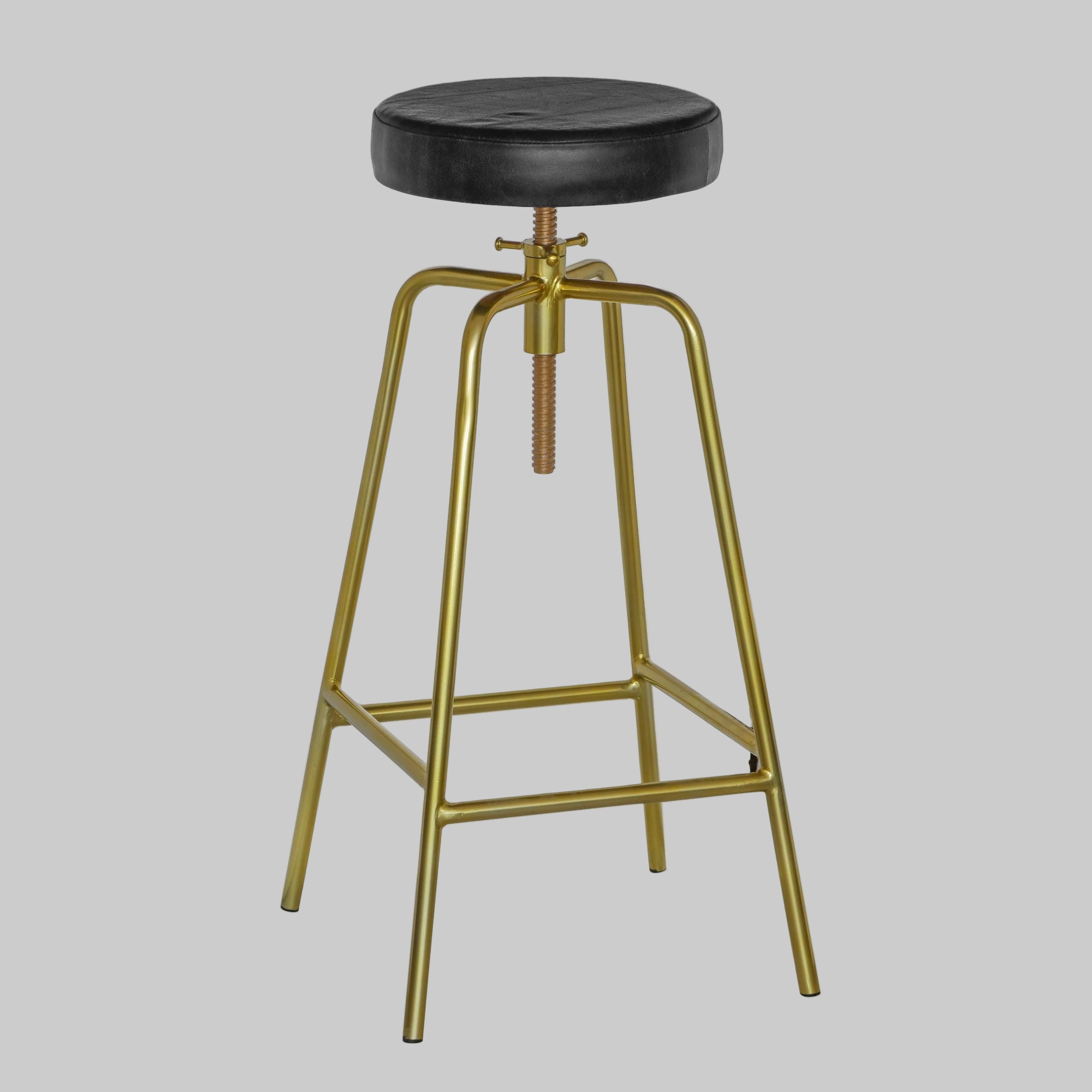 ALTO Brass and Leather Bar Stool | Height adjustable Vintage-Electrical