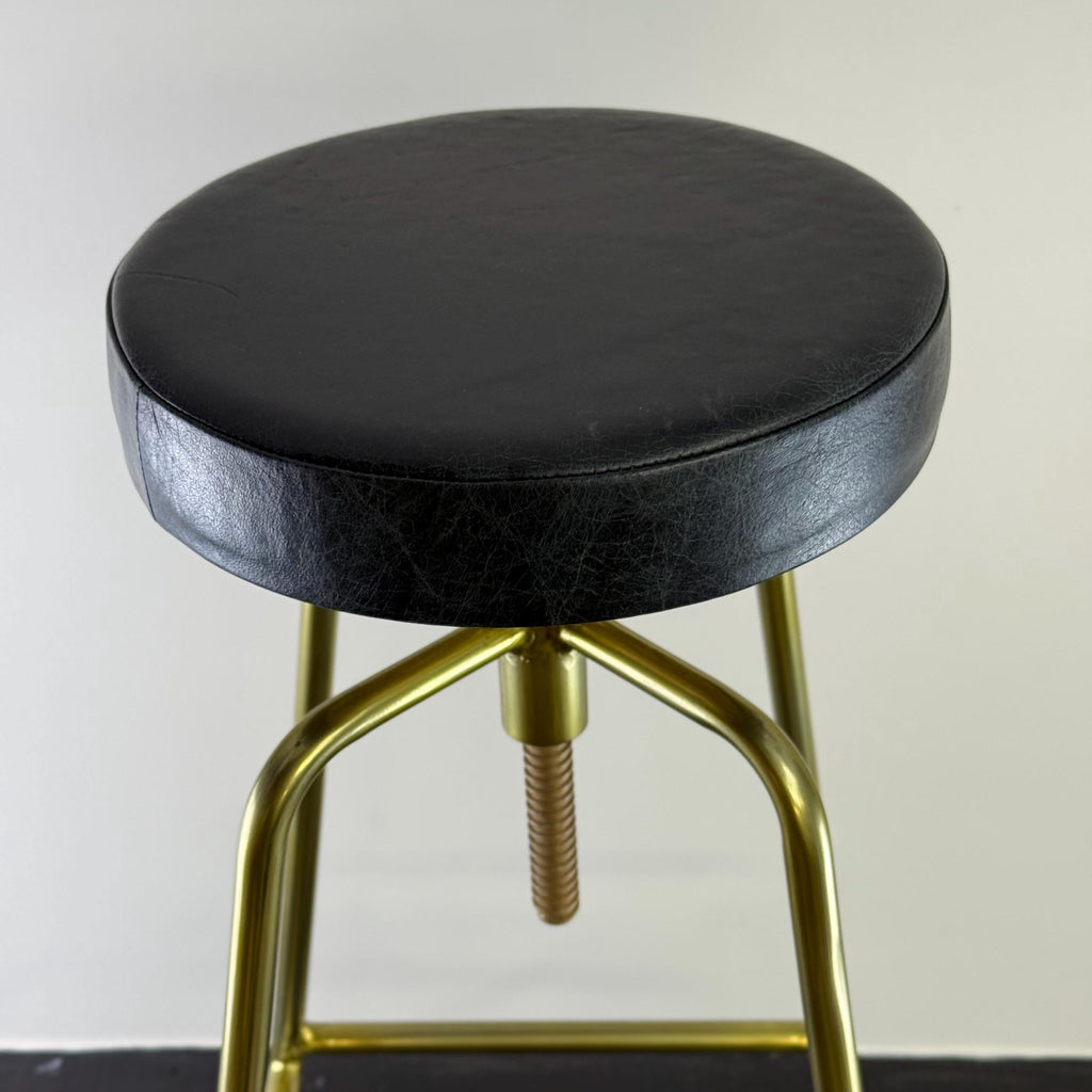 ALTO Brass and Leather Bar Stool | Height adjustable Vintage-Electrical