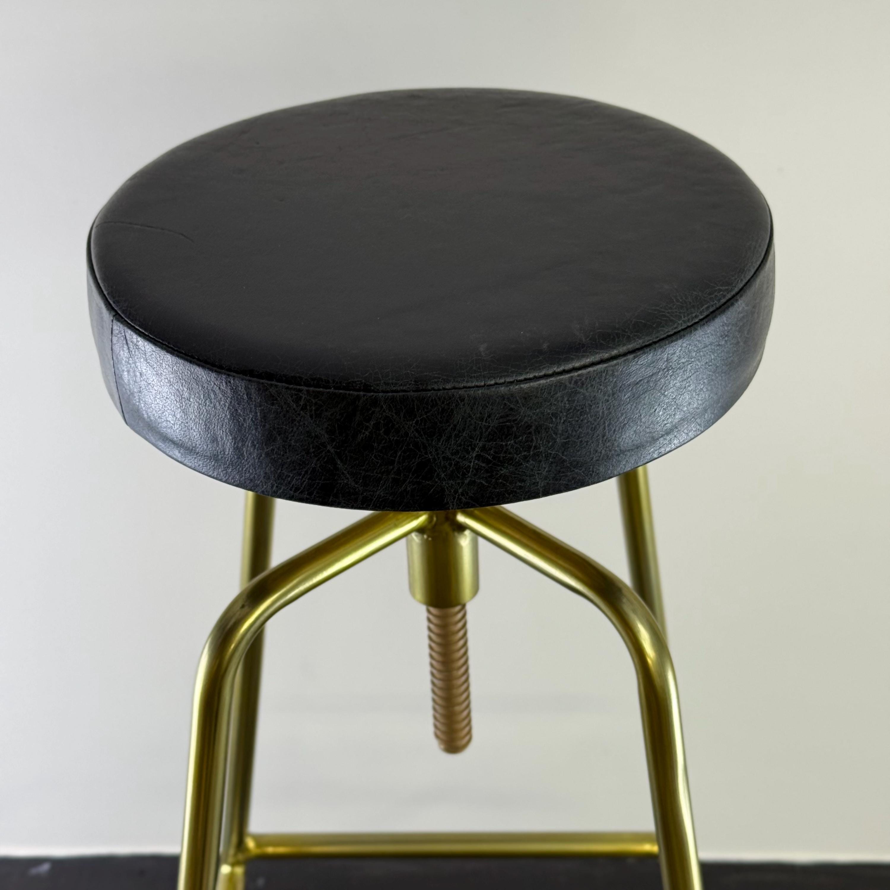 ALTO Brass and Leather Bar Stool | Height adjustable Vintage-Electrical