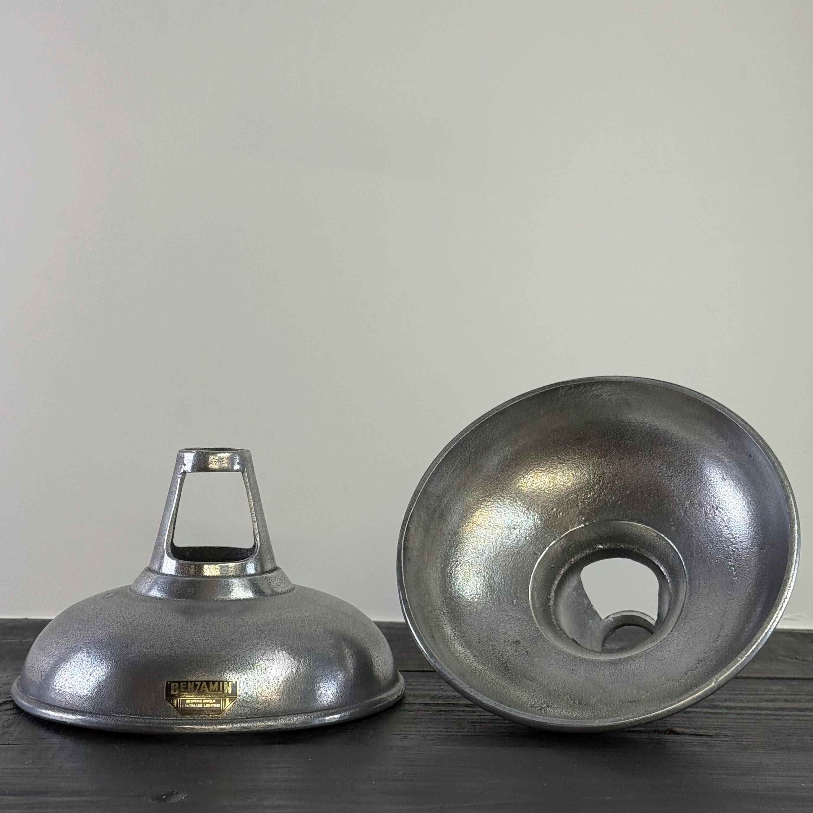 CAST Silver Solid Cast Aluminium Lampshade Pendant/Set Shade Only No Bulb Vintage-Electrical