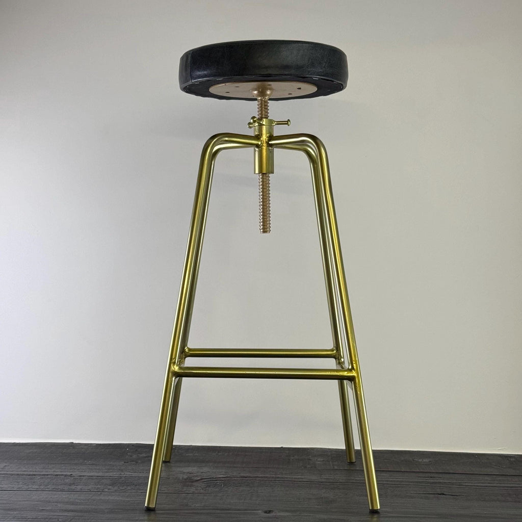 ALTO Brass and Leather Bar Stool | Height adjustable Vintage-Electrical
