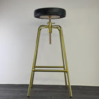 ALTO Brass and Leather Bar Stool | Height adjustable Vintage-Electrical