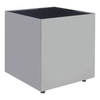 BLOC Minimalist Cube Stainless Steel Side Table with Black Glass Top Orsina