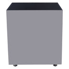 BLOC Minimalist Cube Stainless Steel Side Table with Black Glass Top Orsina