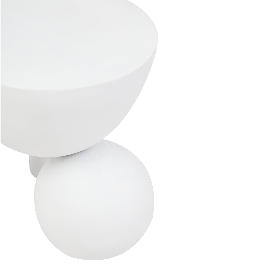 ORBA White Sculptural Mango Wood Ball Side Table Orsina