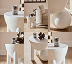 ORBA White Sculptural Mango Wood Ball Side Table Orsina