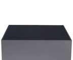 BLOC Minimalist Cube Stainless Steel Side Table with Black Glass Top Orsina
