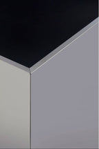 BLOC Minimalist Cube Stainless Steel Side Table with Black Glass Top Orsina