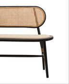 PERCH 2-Seater Bench with Black Elm Wood and Natural Cane Orsina