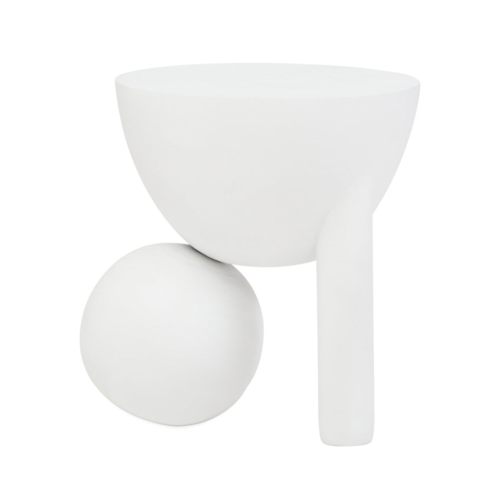 ORBA White Sculptural Mango Wood Ball Side Table Orsina