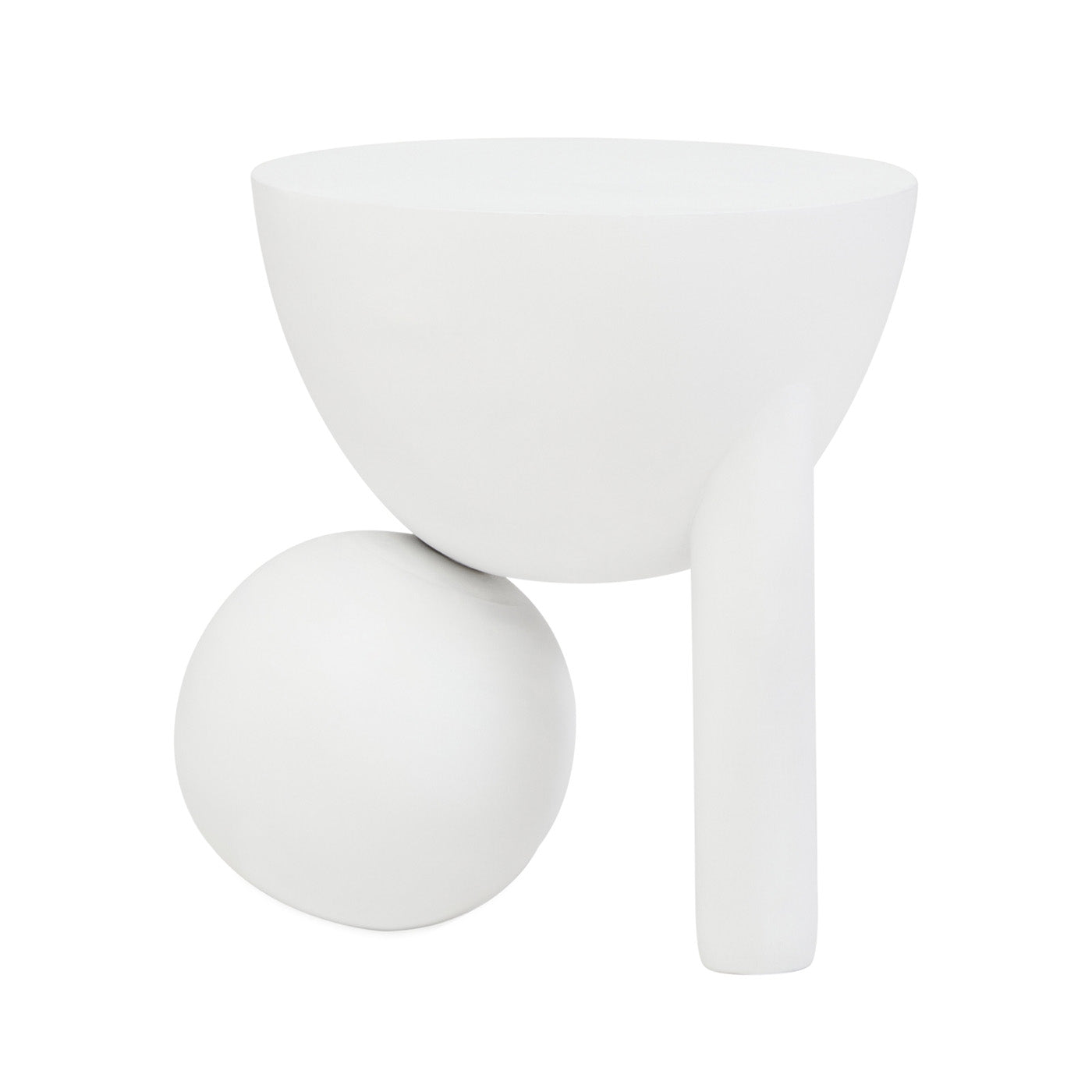ORBA White Sculptural Mango Wood Ball Side Table Orsina