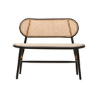 PERCH 2-Seater Bench with Black Elm Wood and Natural Cane Orsina