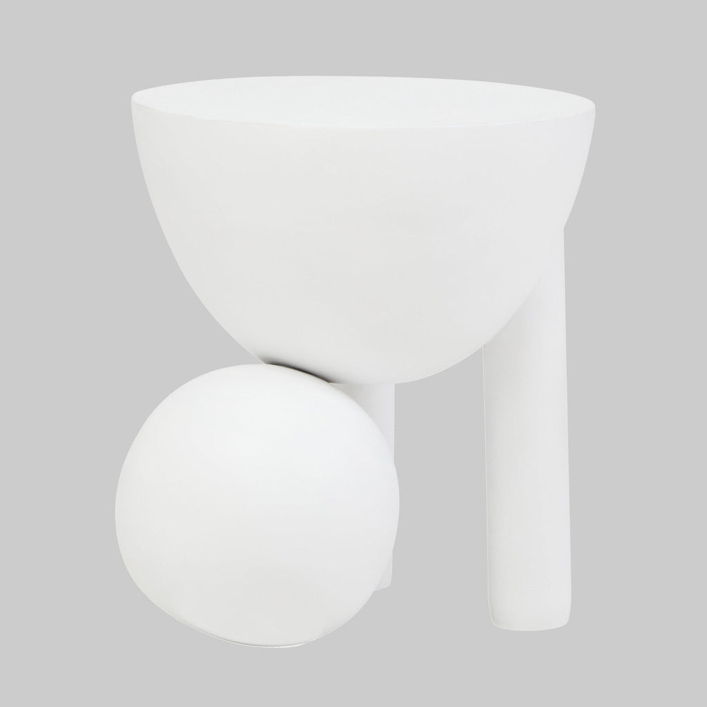 ORBA White Sculptural Mango Wood Ball Side Table Orsina