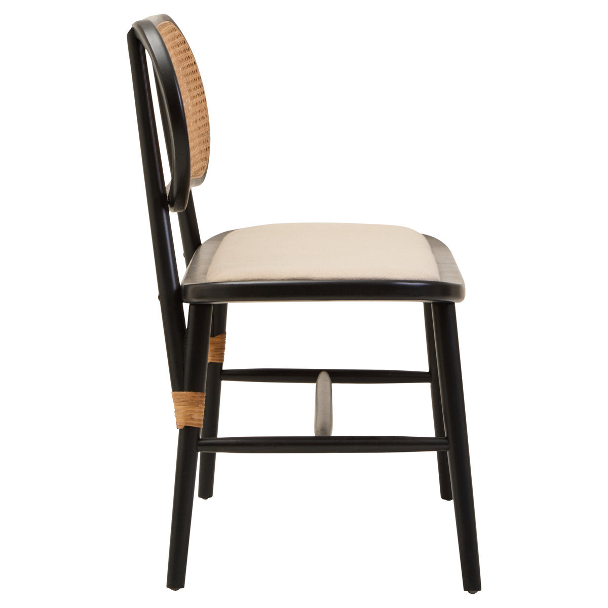 PERCH 2-Seater Bench with Black Elm Wood and Natural Cane Orsina
