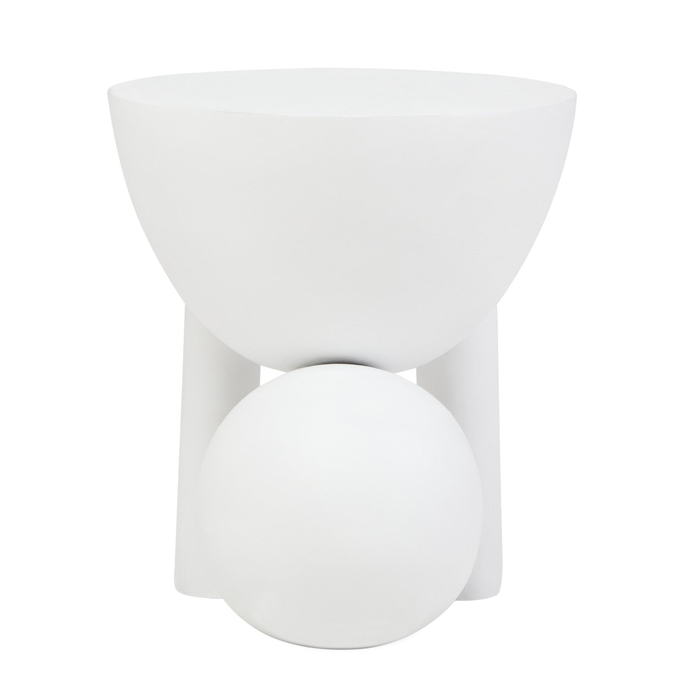 ORBA White Sculptural Mango Wood Ball Side Table Orsina
